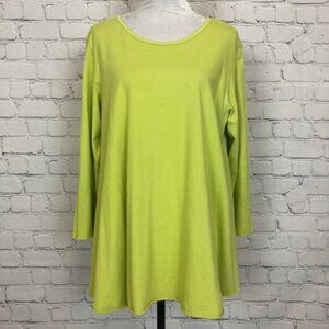 M Square Neetu Malik Cotton Tee Size L Green 3/4 Sleeves